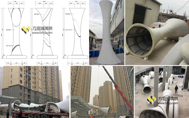 南昌新建中心大型玻璃鋼裝飾立柱方圳工廠設(shè)計生產(chǎn)運輸?shù)跹b圖